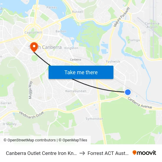 Canberra Outlet Centre Iron Knob St to Forrest ACT Australia map