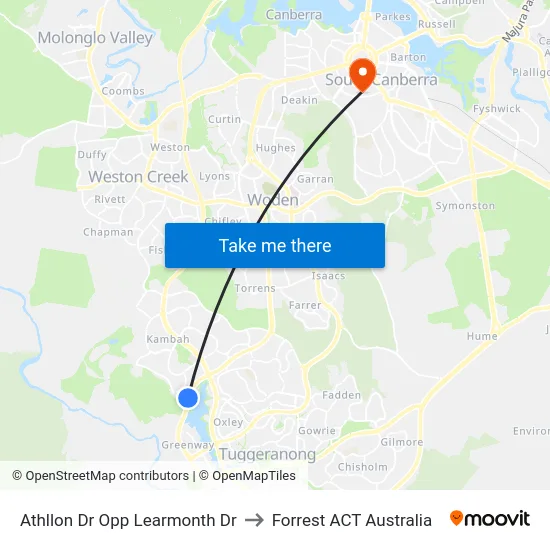 Athllon Dr Opp Learmonth Dr to Forrest ACT Australia map