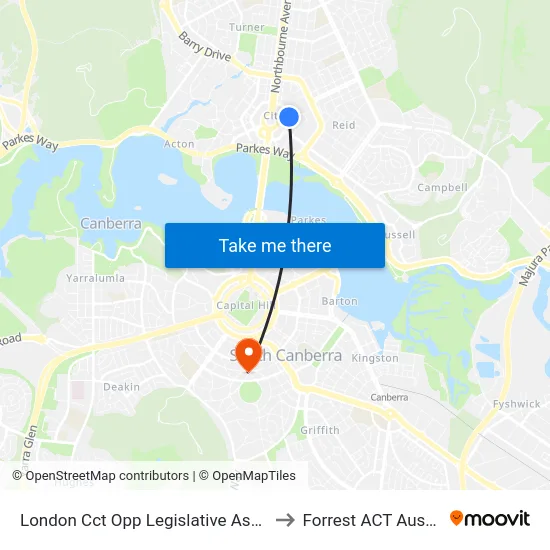 London Cct Opp Legislative Assembly to Forrest ACT Australia map
