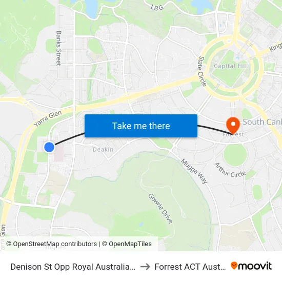 Denison St Opp Royal Australian Mint to Forrest ACT Australia map