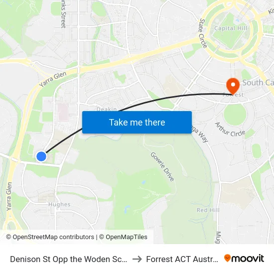 Denison St Opp the Woden School to Forrest ACT Australia map