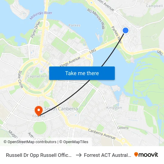 Russell Dr Opp Russell Offices to Forrest ACT Australia map