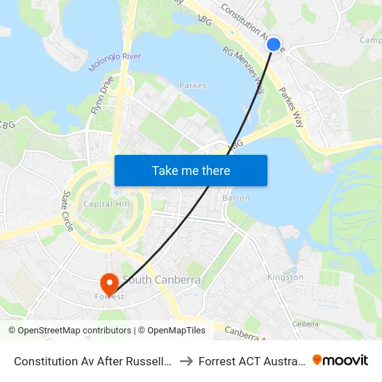 Constitution Av After Russell Dr to Forrest ACT Australia map