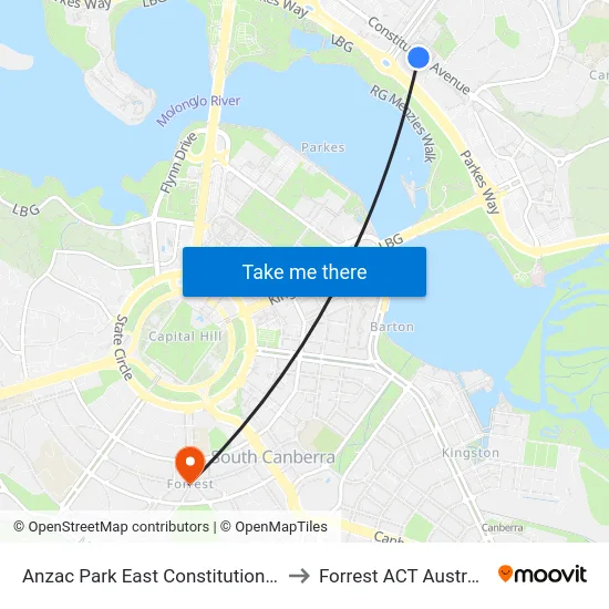 Anzac Park East Constitution Av to Forrest ACT Australia map