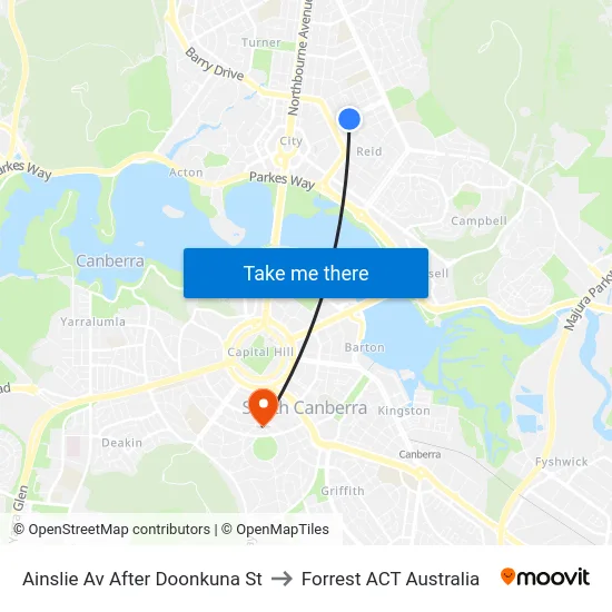 Ainslie Av After Doonkuna St to Forrest ACT Australia map