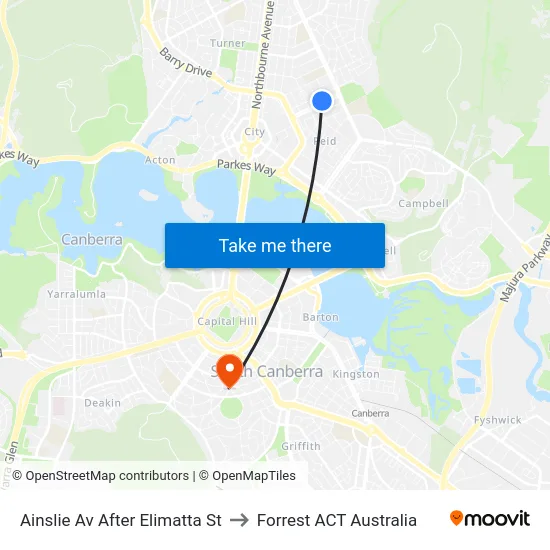 Ainslie Av After Elimatta St to Forrest ACT Australia map