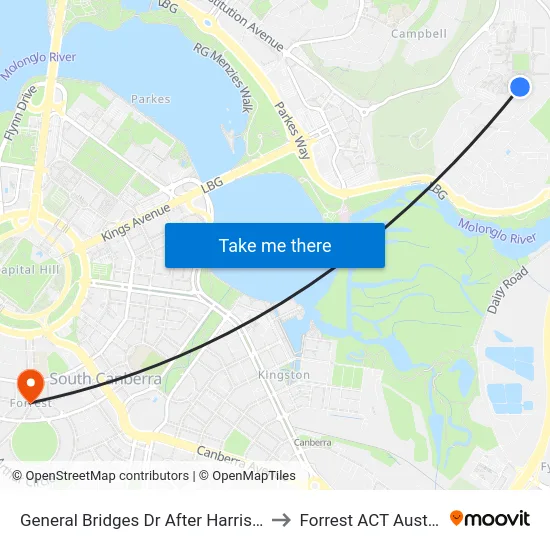 General Bridges Dr After Harrison Rd to Forrest ACT Australia map
