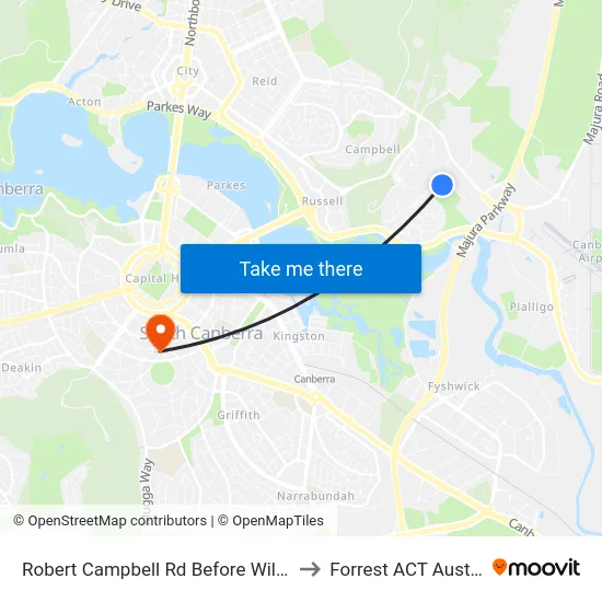 Robert Campbell Rd Before Wilton Rd to Forrest ACT Australia map