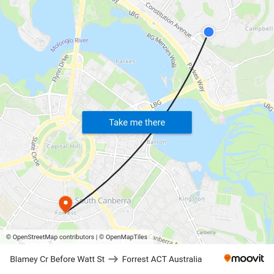 Blamey Cr Before Watt St to Forrest ACT Australia map