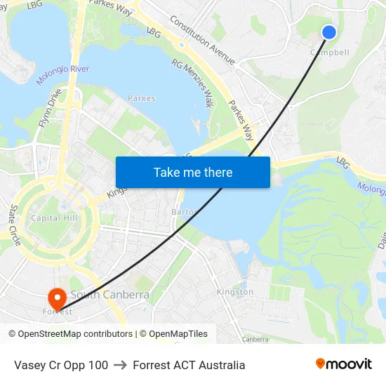 Vasey Cr Opp 100 to Forrest ACT Australia map