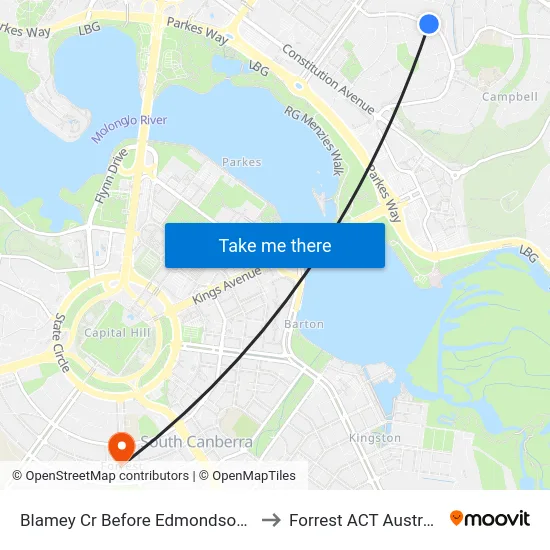 Blamey Cr Before Edmondson St to Forrest ACT Australia map