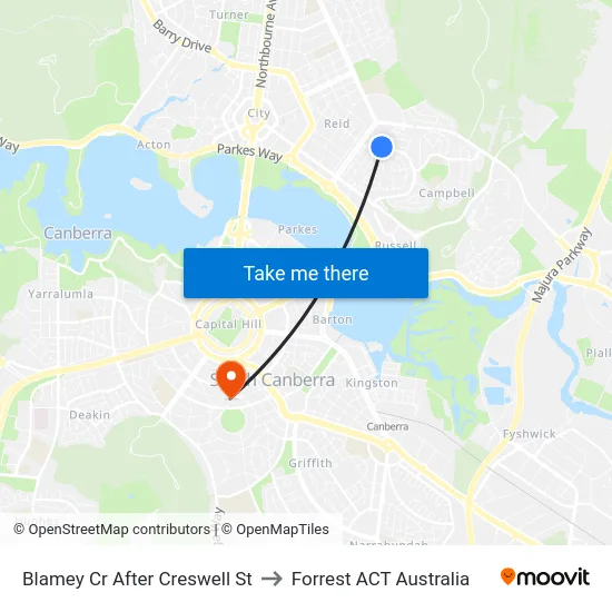 Blamey Cr After Creswell St to Forrest ACT Australia map