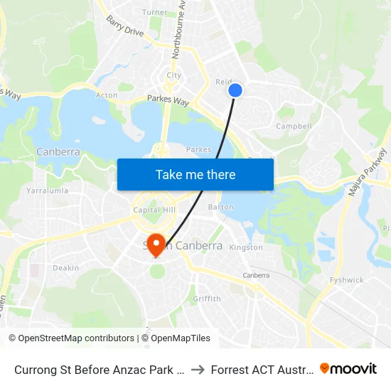 Currong St Before Anzac Park West to Forrest ACT Australia map