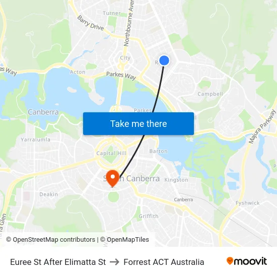 Euree St After Elimatta St to Forrest ACT Australia map