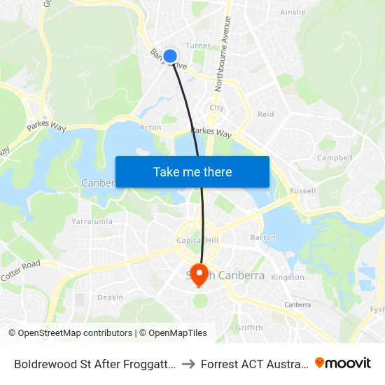 Boldrewood St After Froggatt St to Forrest ACT Australia map