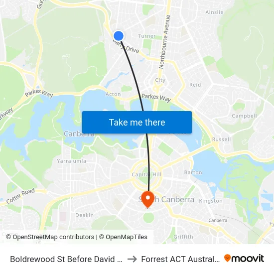 Boldrewood St Before David St to Forrest ACT Australia map