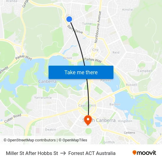 Miller St After Hobbs St to Forrest ACT Australia map