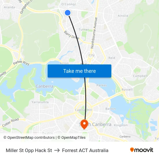 Miller St Opp Hack St to Forrest ACT Australia map