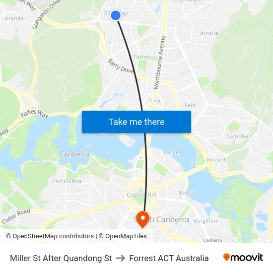 Miller St After Quandong St to Forrest ACT Australia map