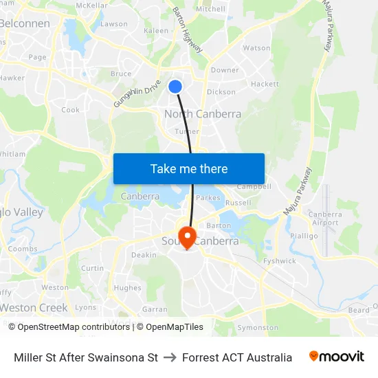 Miller St After Swainsona St to Forrest ACT Australia map