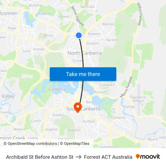 Archibald St Before Ashton St to Forrest ACT Australia map