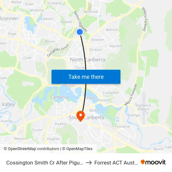Cossington Smith Cr After Piguenit Cl to Forrest ACT Australia map