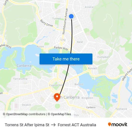 Torrens St After Ipima St to Forrest ACT Australia map