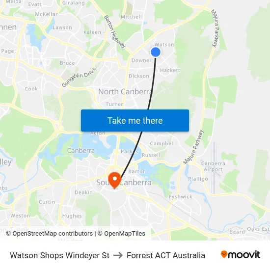 Watson Shops Windeyer St to Forrest ACT Australia map