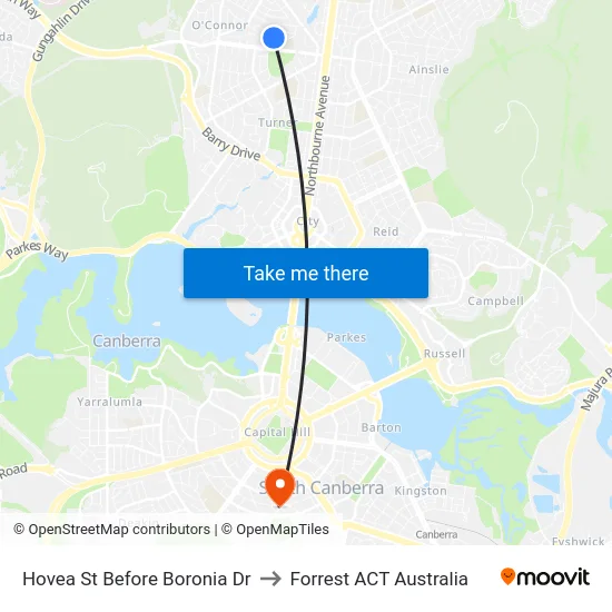Hovea St Before Boronia Dr to Forrest ACT Australia map