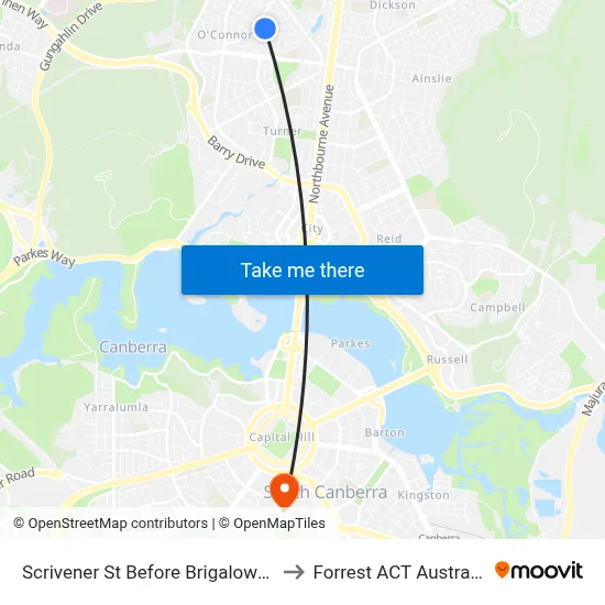 Scrivener St Before Brigalow St to Forrest ACT Australia map