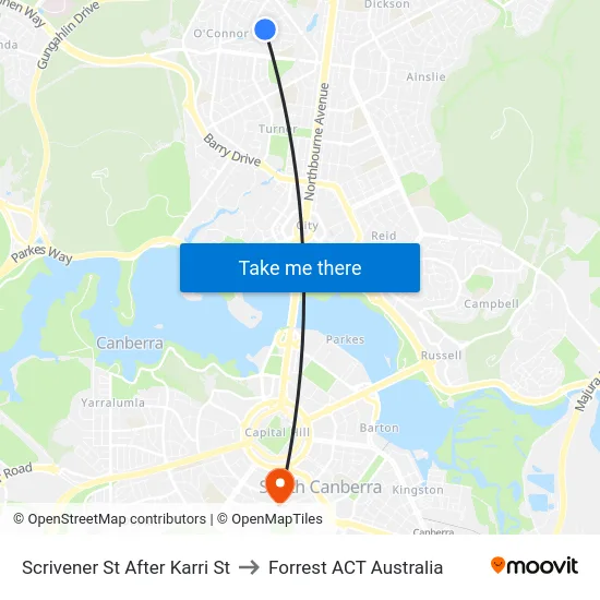 Scrivener St After Karri St to Forrest ACT Australia map