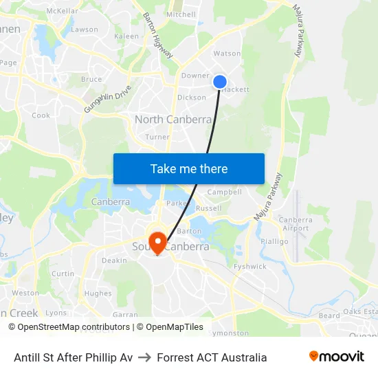 Antill St After Phillip Av to Forrest ACT Australia map