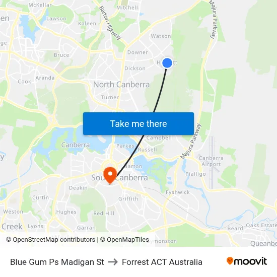 Blue Gum Ps Madigan St to Forrest ACT Australia map