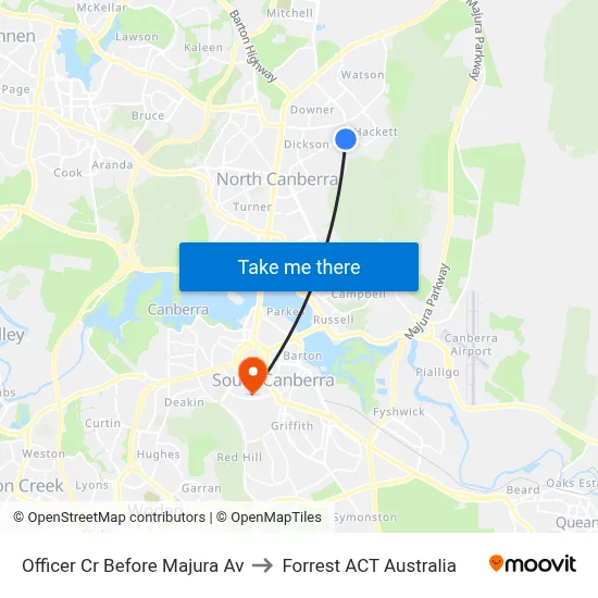 Officer Cr Before Majura Av to Forrest ACT Australia map