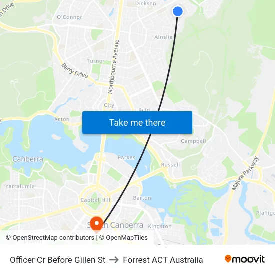 Officer Cr Before Gillen St to Forrest ACT Australia map