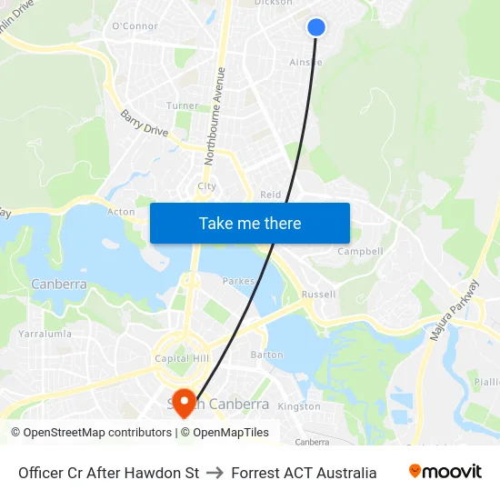 Officer Cr After Hawdon St to Forrest ACT Australia map