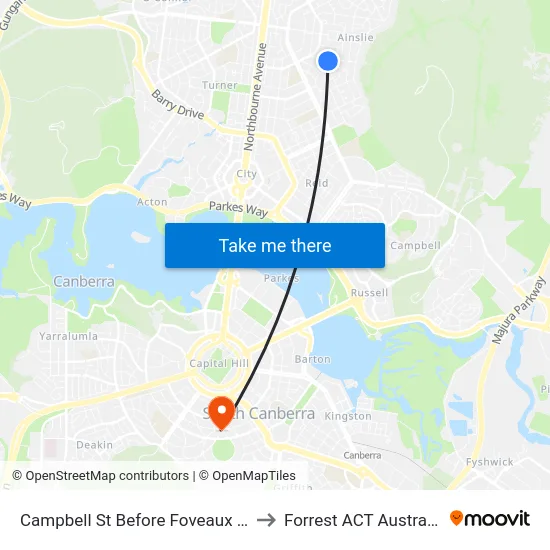 Campbell St Before Foveaux St to Forrest ACT Australia map