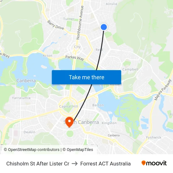 Chisholm St After Lister Cr to Forrest ACT Australia map