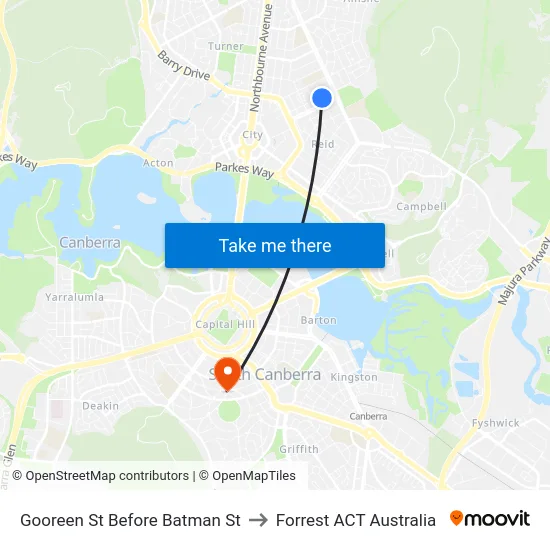 Gooreen St Before Batman St to Forrest ACT Australia map