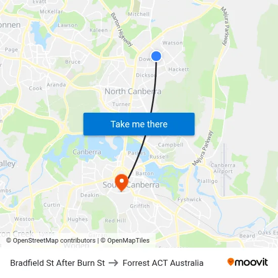 Bradfield St After Burn St to Forrest ACT Australia map