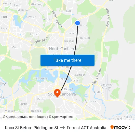 Knox St Before Piddington St to Forrest ACT Australia map