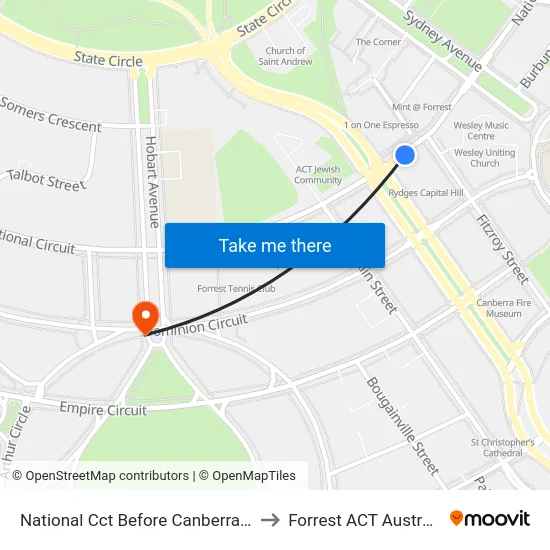 National Cct Before Canberra Av to Forrest ACT Australia map