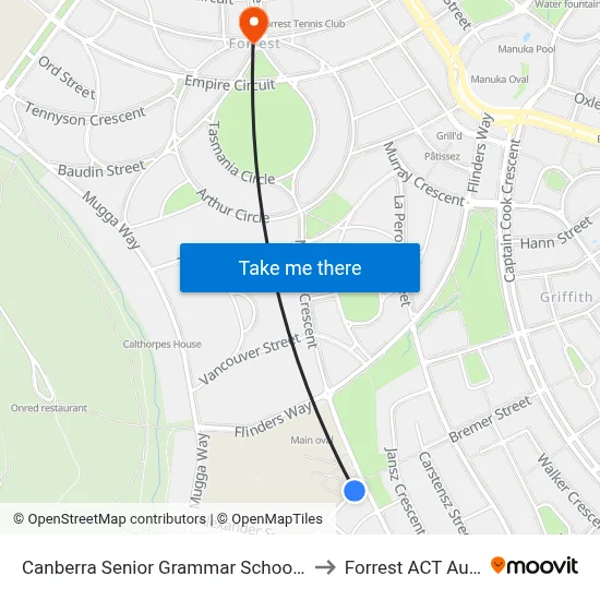 Canberra Senior Grammar School Golden Gr to Forrest ACT Australia map