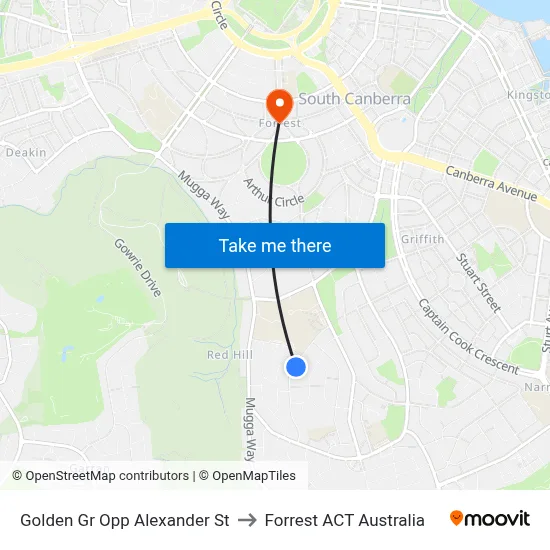 Golden Gr Opp Alexander St to Forrest ACT Australia map