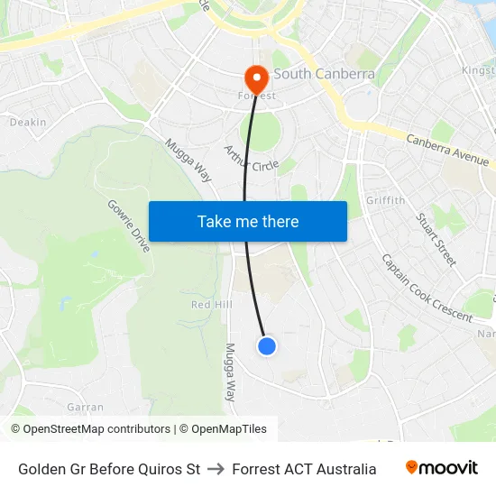 Golden Gr Before Quiros St to Forrest ACT Australia map
