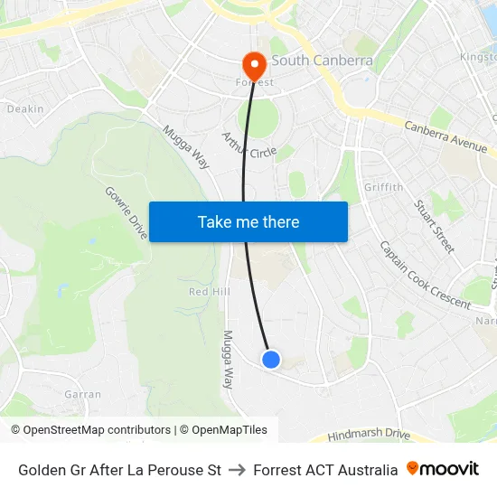 Golden Gr After La Perouse St to Forrest ACT Australia map