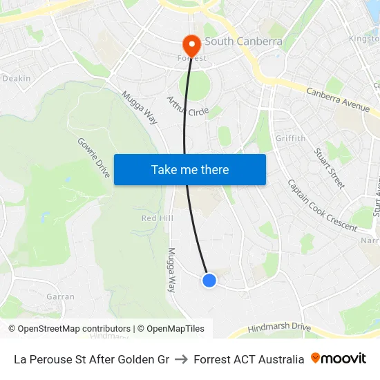La Perouse St After Golden Gr to Forrest ACT Australia map