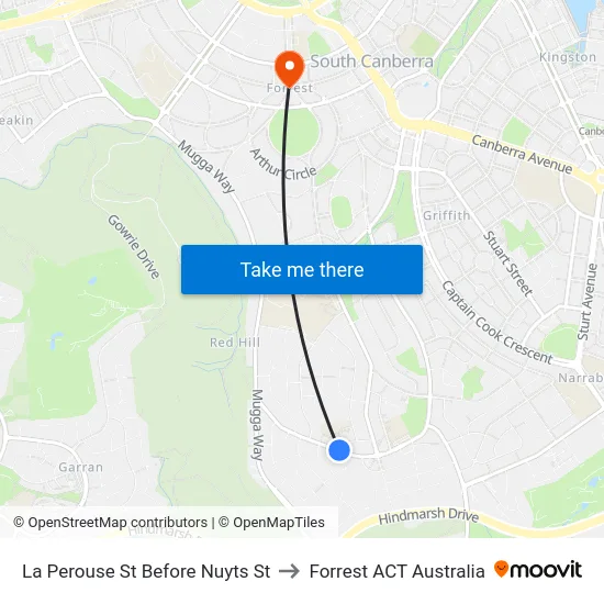 La Perouse St Before Nuyts St to Forrest ACT Australia map