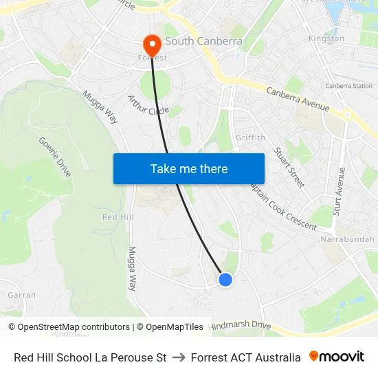 Red Hill School La Perouse St to Forrest ACT Australia map