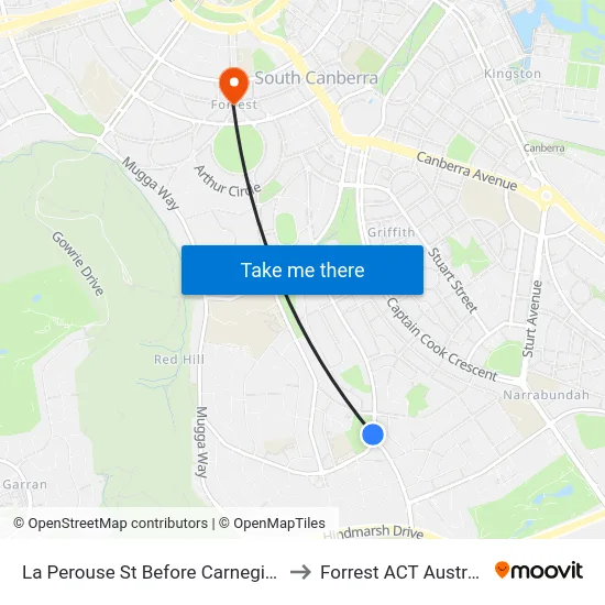 La Perouse St Before Carnegie Cr to Forrest ACT Australia map